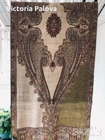 Огромен двуцветен шал ELLE NOR,100% вълна, снимка 12 - Шалове - 31291241