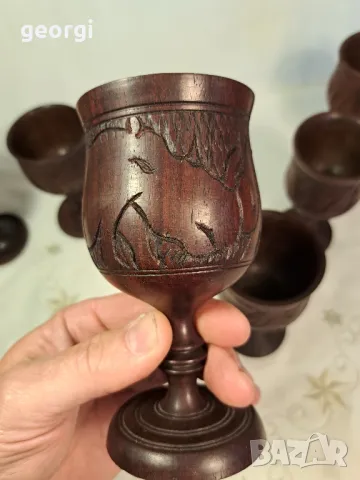 колекция абаносови африкански чаши  дърворезба 7/3, снимка 6 - Чаши - 49783827