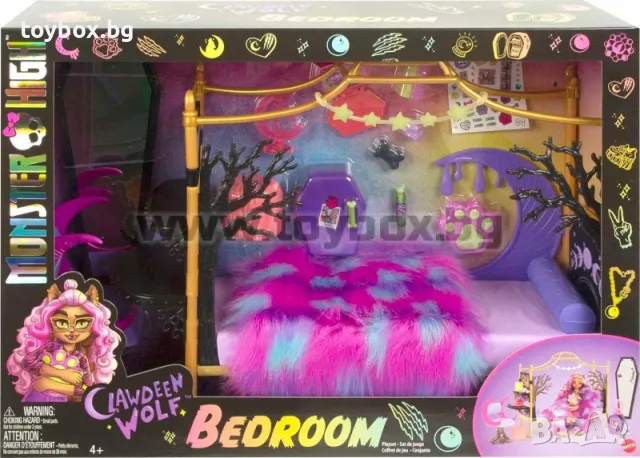 Комплект за игра Monster High, спалнята на Clawdeen Wolf с мебели, снимка 1 - Кукли - 47450250