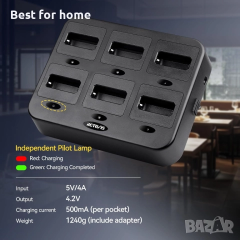 3 чифта  уоки-токи с 6-посочно зарядно устройство Retevis RT622, снимка 3 - Други - 52320431