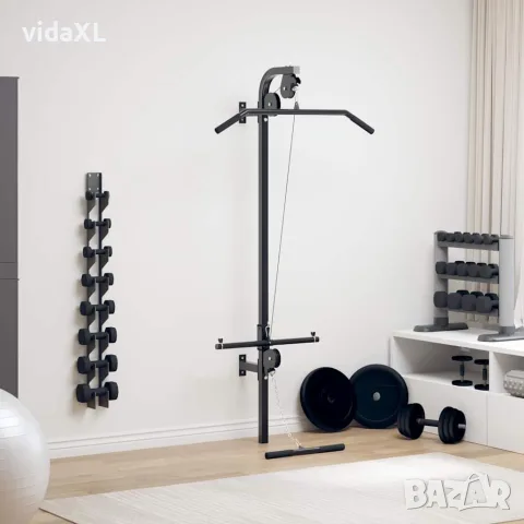 vidaXL Домашен фитнес уред за монтаж на стена с 2 макари, снимка 2 - Фитнес уреди - 56148309
