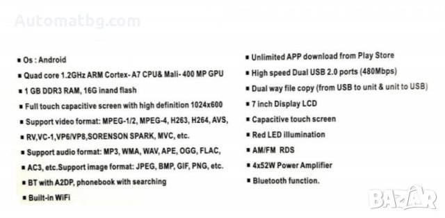 Мултимедия Automat, Android, 7inch, 4 x 52W, снимка 4 - Аксесоари и консумативи - 31624140