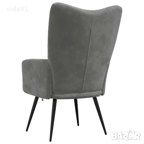 vidaXL Релаксиращ стол, тъмносив, кадифе, снимка 5 - Столове - 56146830