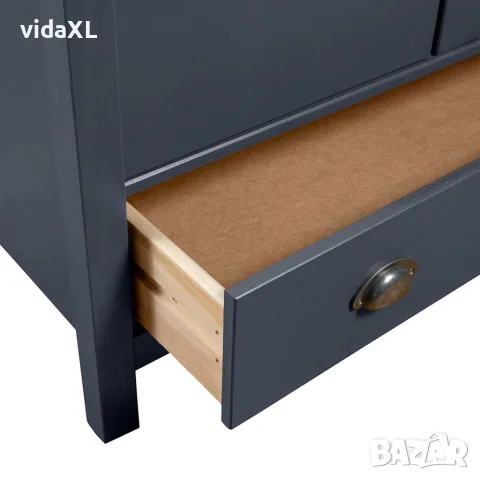 vidaXL Гардероб с 3 врати Hill сив 127x50x170 см борово дърво масив, снимка 6 - Гардероби - 56146486