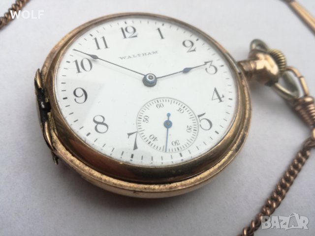  American Waltham USA 15jewels 1915г позлатен маркиран джобен часовник, снимка 3 - Антикварни и старинни предмети - 31037880
