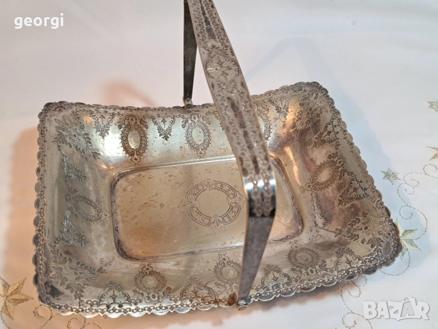 Стара английска посребрена фруктиера поднос 28/4