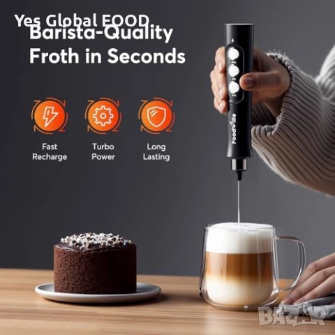 Акумулаторен електрически фротер за мляко USB – черен, снимка 3 - Друга електроника - 53338924