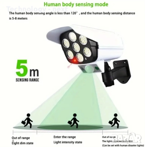 Соларна Лампа Камера с дистанционно 180W Мощност 77LED, снимка 8 - Соларни лампи - 52643674