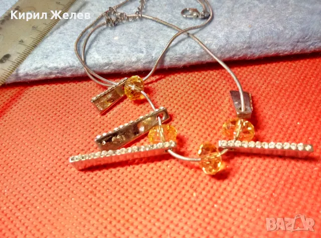 СТИЛНО ПОСРЕБРЕНО АРТ КОЛИЕ ОГЪРЛИЦА с ФАСЕТИРАНИ КРИСТАЛИ 18136, снимка 5 - Колиета, медальони, синджири - 47316694