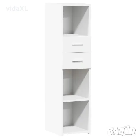vidaXL Висок шкаф, бял, 30x42,5x124 см, инженерно дърво