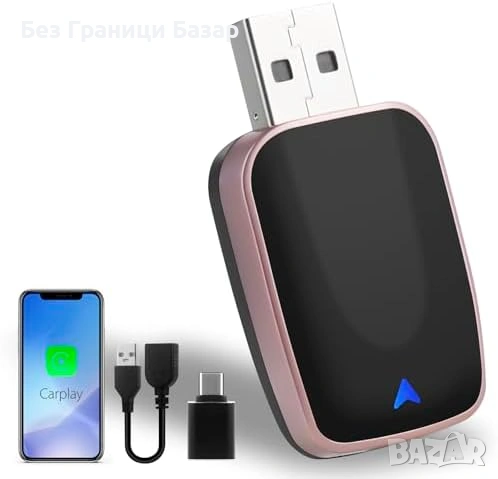 Нов Безжичен Apple CarPlay адаптер USB Plug & Play за iPhone iOS 12+ кола