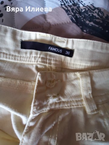 Жълт панталон до коляното , снимка 3 - Панталони - 36769625