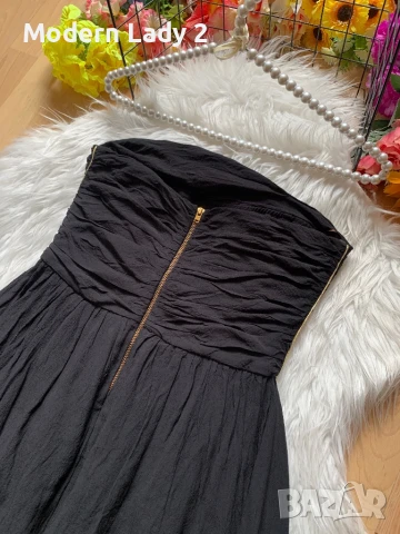Черна рокля тип бюстие, снимка 3 - Рокли - 50979337