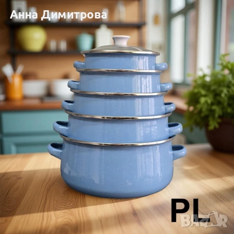 Комплект от 5 тенджери със стъклени капаци + 5 стъклени купи с капак, снимка 3 - Прибори за хранене, готвене и сервиране - 52792088