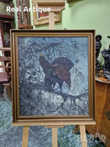 Стара уникална антикварна датска авторска картина масло върху платно , снимка 1