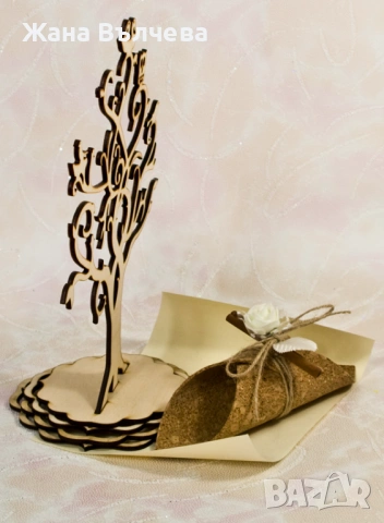 Сватбена покана от корк - ръчна изработка, папирус 07, снимка 2 - Покани - 54045918