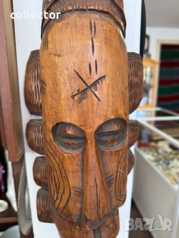 Африканска дървена маска / фигура. №7557, снимка 6 - Антикварни и старинни предмети - 52246554