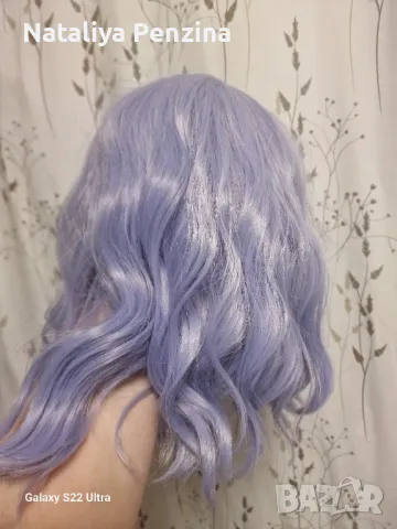 Светло Лилава вълниста перука, снимка 2 - Аксесоари за коса - 48856604
