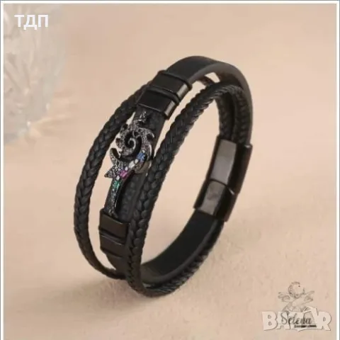 КОЖЕНИ ГРИВНИ С МЕТАЛЕН ЕЛЕМЕНТ, снимка 2 - Гривни - 49843601