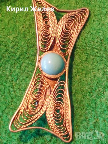 Стара тюркоазена филигранна СКЪПОЦЕННА АРТ БРОШКА СРЕБРО и НАТУРАЛЕН ТЮРКОАЗ МАЙСТОРСКО БИЖУ 25746, снимка 15 - Антикварни и старинни предмети - 35745665