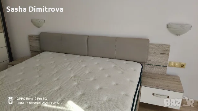 РОНДИНО ЛЕГЛО(без матрак) 180/200 С ТАПИЦИРАНА ТАБЛА, РАКЛА И 2 НОЩНИ ШКАФЧЕТА 285,3/237/87,7h , снимка 3 - Спални и легла - 55976617