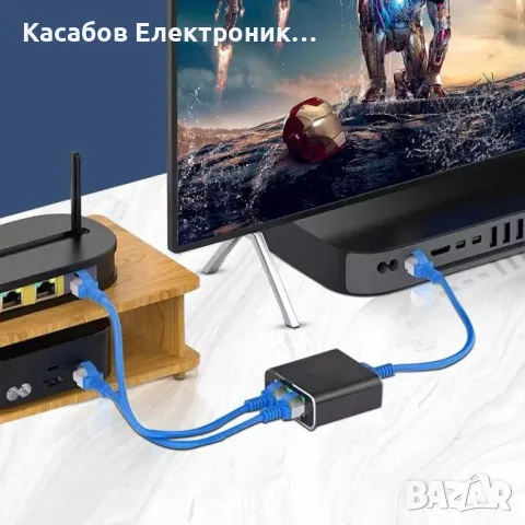 Мрежов сплитер ethernet разклонител, splitter 2xRJ45 мини суич RJ45 1000Mb/s, снимка 3 - Друга електроника - 47913578