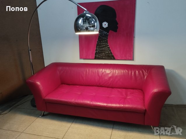 Дизайнерски кожен диван, снимка 3 - Дивани и мека мебел - 44405420