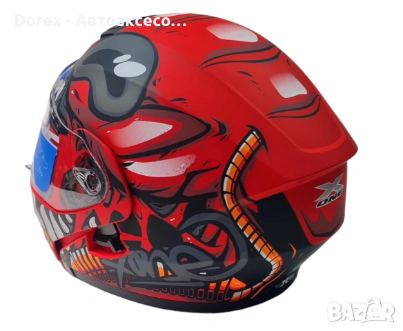 Каска с визьор X-ONE за мотор, скутер, ATV - черна с червено - L, снимка 3 - Аксесоари и консумативи - 54184415