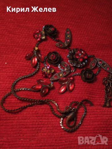 ВИНТИДЖ КОЛИЕ с КРАСИВИ ВИСУЛКИ и КАМЪНИ МЕДНО ФЛОРАЛНО 2999, снимка 4 - Колиета, медальони, синджири - 30665968