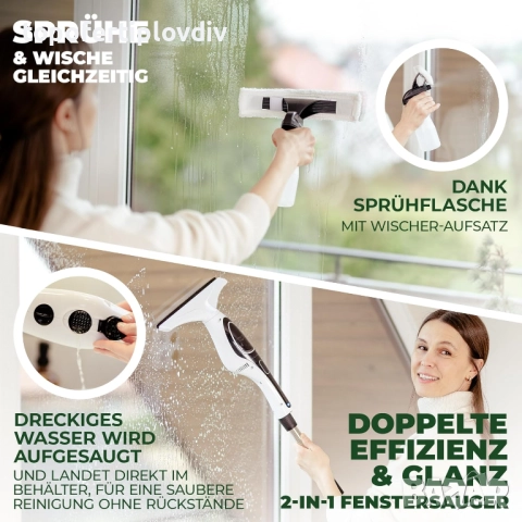 Уред за почистване на прозорци ZONEO Window Vacuum,Гаранция, снимка 7 - Прахосмукачки - 51846330