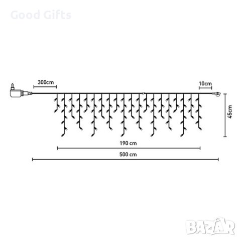Коледни лампички Завеса, 100 LED, Топло бяло, Прозрачен кабел, снимка 3 - Лед осветление - 42730276