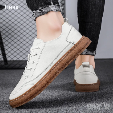 Мъжки спортни обувки от естествена кожа , снимка 6 - Маратонки - 51522703