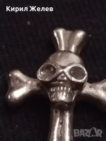 Сребрист метален кръст с череп 💀 дизайнерски модел 37365, снимка 7 - Други - 40413439