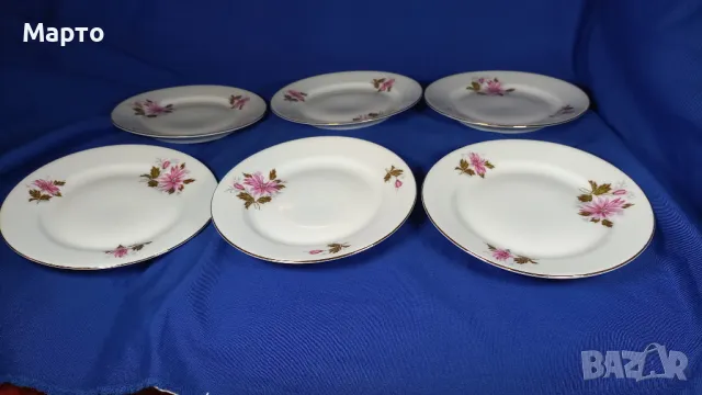 Български, порцеланови, десертни чинии, 6 бр