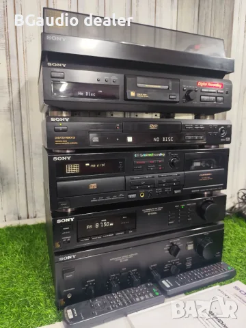 Sony Hi-Fi система 6 компонента – грамофон, MiniDisc, DVD, CD/касета, тунер, усилвател + дистанционн, снимка 2 - Аудиосистеми - 56063814