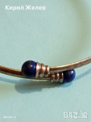 ВИНТИДЖ СРЕБЪРНА ГРИВНА с ЛАЗУЛИТ РЕТРО АРТ БИЖУ 52477, снимка 4 - Гривни - 52855593