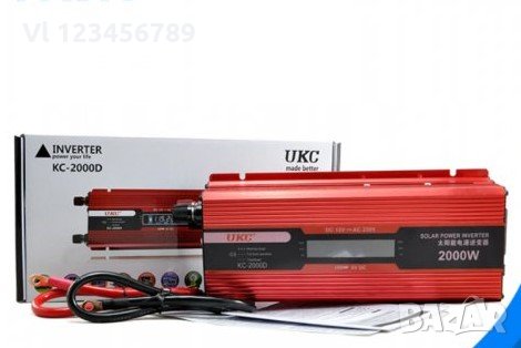 UKC инвертор KC-2000D, 12V-220V, 2000W - с дисплей, снимка 3 - Друга електроника - 30256155
