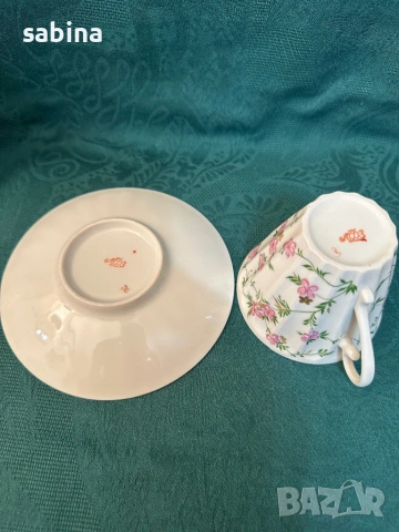 Руски порцелан-двоен сет за чай на ЛФЗ Ломоносов, снимка 3 - Сервизи - 53263538