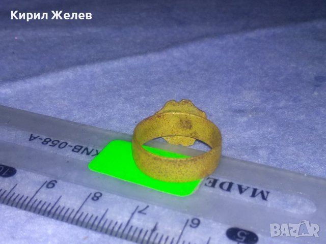 СТАРИНЕН СКЪПОЦЕН ФЛОРАЛЕН БРОНЗОВ РЕТРО ПРЪСТЕН - ЦВЕТЕ РЪЧНО ОРНАМЕНТИРАН с ФАСЕТИРАН ГРАНАТ 36617, снимка 4 - Антикварни и старинни предмети - 39723265