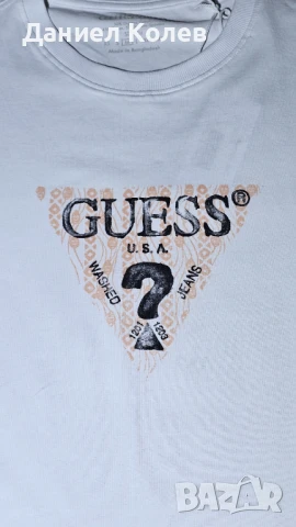 Стилна Мъжка Бяла Тениска Guess в размер М, снимка 3 - Тениски - 51104309