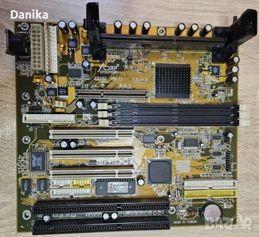 Работещо дъно Acorp 6BX86 ver: 1.2 за Slot 1 Pentuim 2 и 3 процесори за ретро компютър