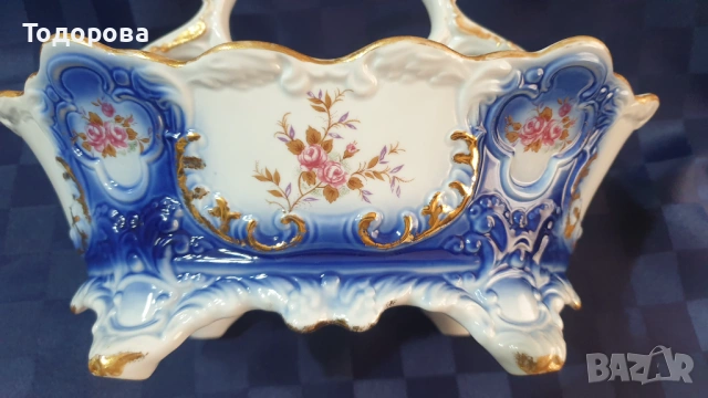 Барокова порцеланова фруктиeра с крачета-ARPO, снимка 3 - Антикварни и старинни предмети - 53927501
