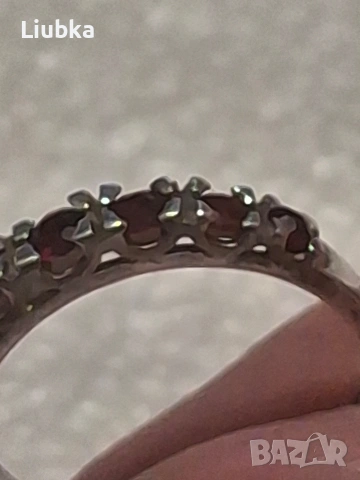 сребърен пръстен с гранати, снимка 3 - Пръстени - 53977904