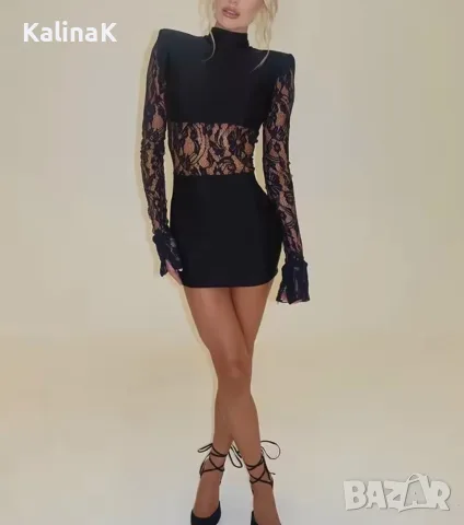 Къса рокля с дантела, снимка 2 - Рокли - 56523480