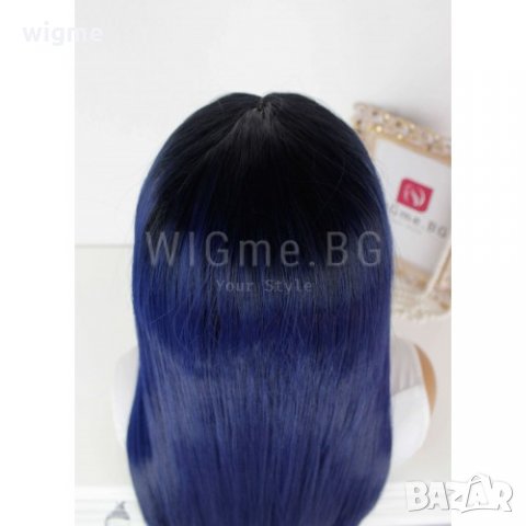 Дълга права синя лейс фронт перука Марая, снимка 4 - Аксесоари за коса - 29607740