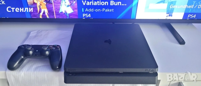 PlayStation 4 Slim 1TB – Пълен комплект със контролер,кабели и игра
