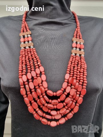 Колие дълго червено (модел колие 57), снимка 1