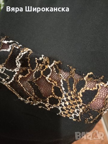 Черна туника с черно-кафява дантела. Размер: XL. , снимка 4 - Туники - 40522194