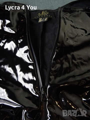 Noir Handmade M/L нова лачена/винил къса рокля с цип отпред, снимка 7 - Рокли - 42486927