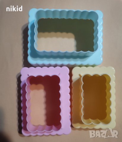 3 бр правоъгълник пластмасови двустранни форми резци рамки рамка табели сладки тесто бисквитки форми, снимка 2 - Форми - 33704281